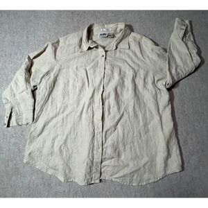 Vintage Edward Woman 100% Irish Linen Button Down Blouse Womens Size 2X